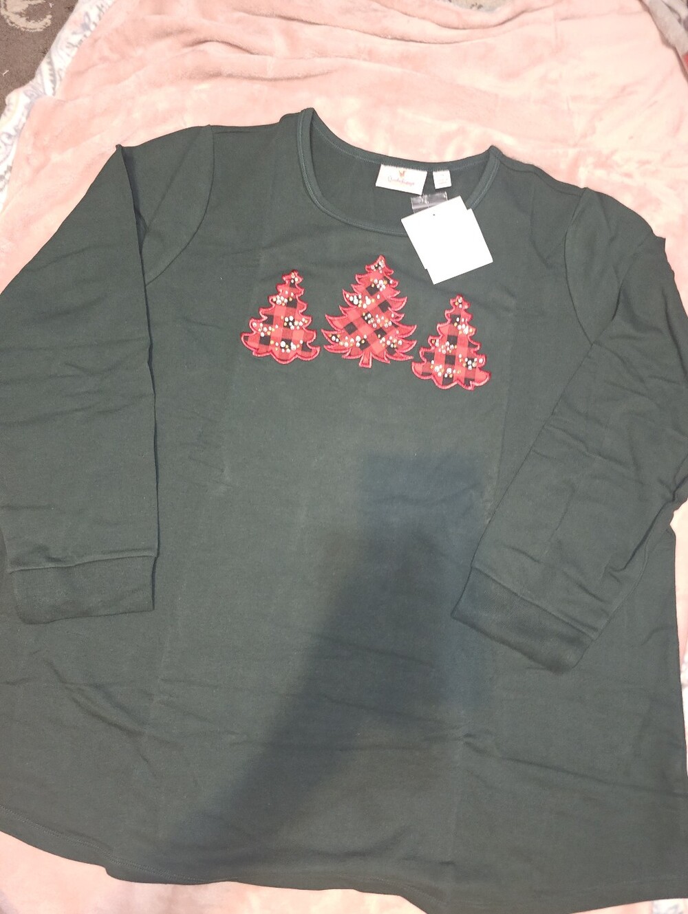 Quacker Factory Christmas Tree Beaded Shirt 2X NEW